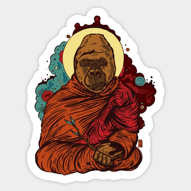 Primate Meditation Sticker by Thomcat23